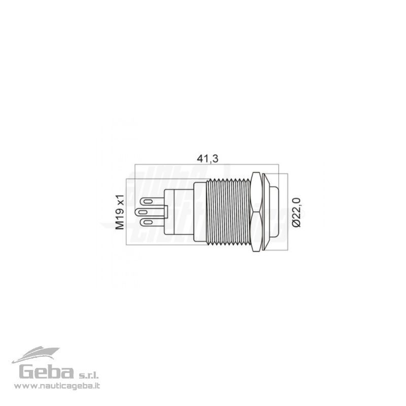 Interruttore a Pulsante antivandalo ø19mm bistabile luminoso Blu 5 terminale 24V IP65 Interruttore a Pulsante antivandalo ø19mm bistabile luminoso Blu 5 terminale 24V IP65