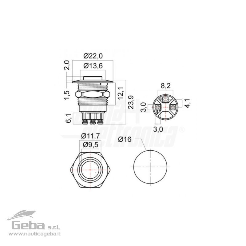 Interruttore a pulsante momentaneo antivandalo ø16mm luminoso Bianco IP65 12V