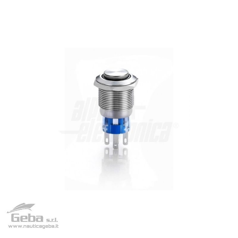 Interruttore a pulsante per barca antivandalo ø19mm bistabile luminoso Bianco 5 terminali Interruttore a pulsante per barca antivandalo ø19mm bistabile luminoso Bianco 5 terminali