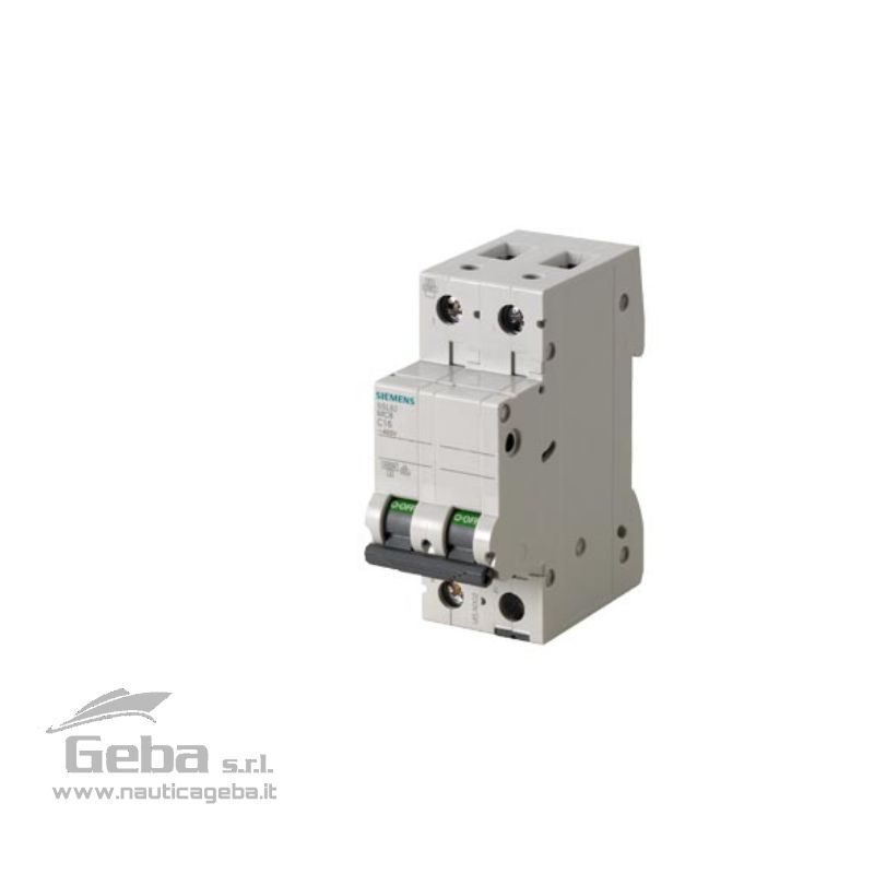 Interruttore magnetotermico Siemens 400V 6kA, a 2 poli C, 16A Interruttore magnetotermico Siemens 400V 6kA, a 2 poli C, 16A