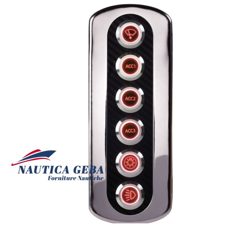 Pannello interruttori per barca in fibra di carbonio con LED rosso stagni disponibile online nel nostro store di accessori nautici, scopri le nostre offerte. Pannello interruttori per barca in fibra di carbonio con LED rosso stagni disponibile online nel nostro store di accessori nautici, scopri le nostre offerte.