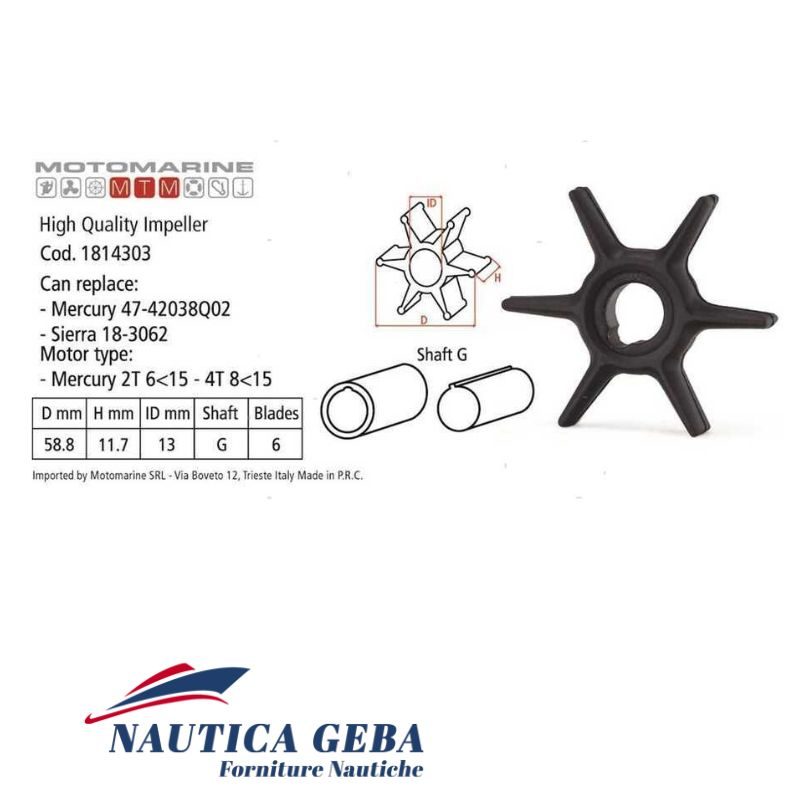 Giranti di concorrenza per motori fuoribordo Suzuki. Misure. Giranti per motori Suzuki 2T da 6 a 15 4T da 8 a 15 Hp. Misure.