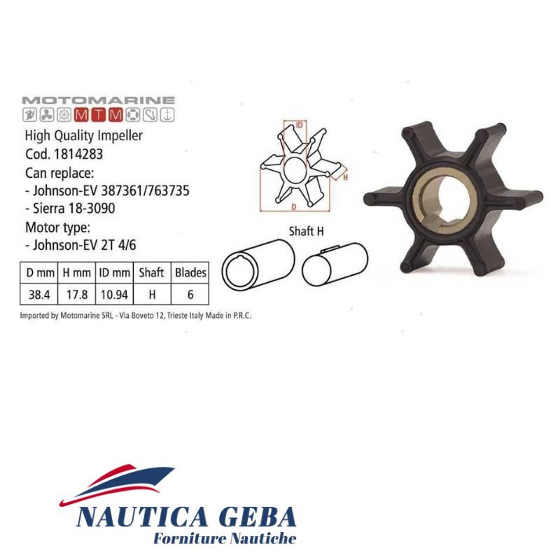 Giranti non originali per motori fuoribordo JOHSON/EVINRUDE. Misure. Giranti non originali per motori fuoribordo JOHSON/EVINRUDE. Misure.