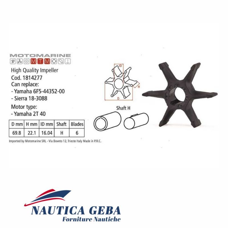 Giranti di concorrenza per motori fuoribordo JOHSON/EVINRUDE. Misure. Giranti per motori Johnson Evinrude 2T 40/50/55 Hp. Misure.