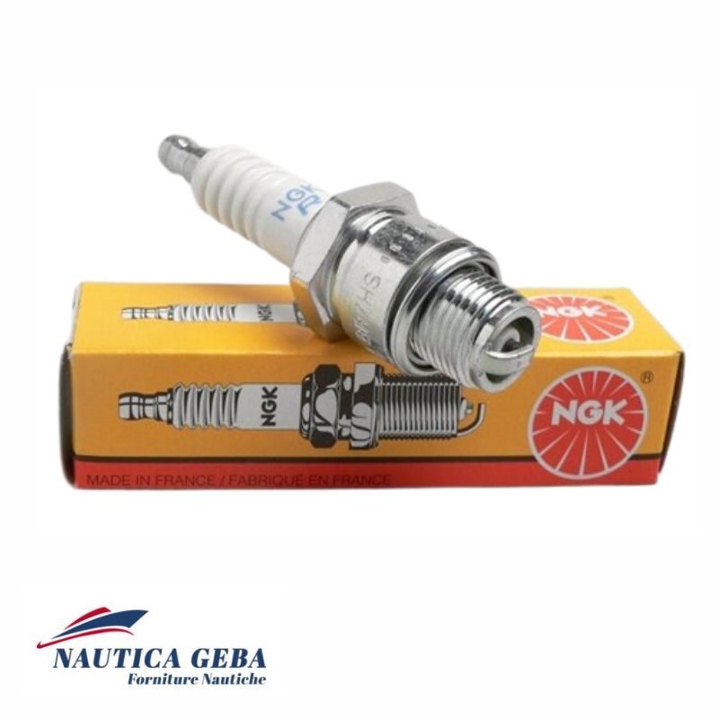 Candela NGK BR8-HS . Corrispondente con candela Champion QL75C. Candela NGK BR7HS filetto corto standard, con resistenza, ricambio N2447080- per motori nautici fuoribordo