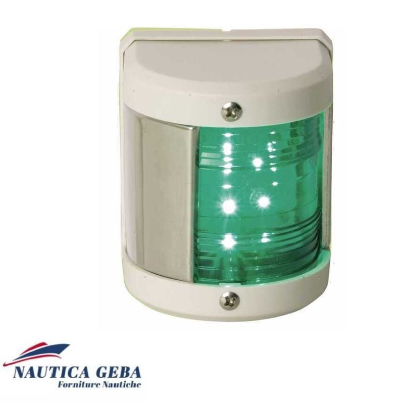 Fanali di navigazione LED 12V medi in Plastica con guance in Acciaio Inox luce verde online nel nostro negozio Nautica Geba. Luci di via barca 5 metri 12V fino a 12 Mt 65 x H75 mm Verde