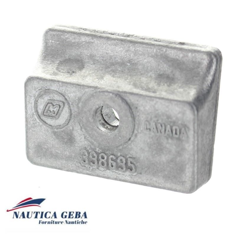 Anodo piede Johnson Evinrude EMP 0338635 zinco, ideale per acque salmastre. Zinchi barca anodo zinco per motori fuoribordo Evinrude Johnson - ricambio originale 0338635