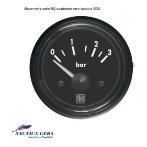 Manometro 0-3 Bar serie RQ quadrante nero taratura VDO Serie RQ colore quadrante Nero traslucido indice Bianco