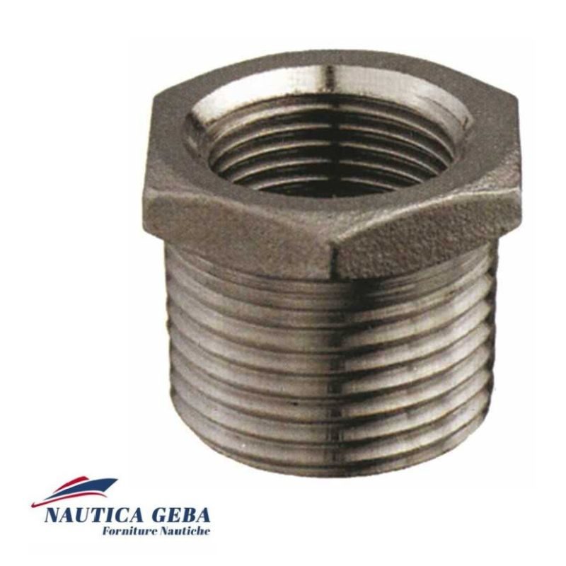 Riduzione realizzata in acciaio inox, questa riduzione offre resistenza alla corrosione e durevolezza, rendendola ideale per applicazioni in ambienti marini o industriali. Riduzione M-F Inox - Filettatura Gas (") x mm 1 x 3/4