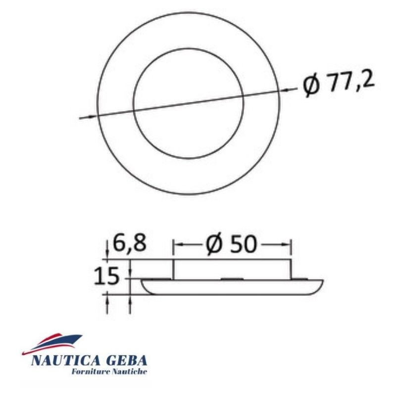 Plafoniera LED da incasso SOLE dotata di una ghiera bianca elegante, questa plafoniera è realizzata in ABS resistente - Misure Plafoniera LED da Incasso SOLE Ghiera Bianca - Misure
