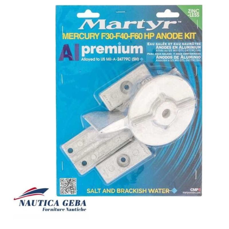 Proteggi il tuo motore Mercury con il kit anodi mercury in lega di alluminio M2, progettato per garantire una protezione efficace e duratura. Anodi Mercury Kit Martyr in lega di Alluminio M2 per motori F30-F40-F60 HP