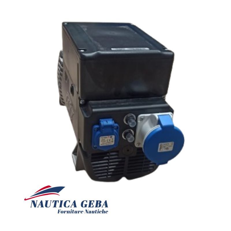 Alternatore 2 Poli E1E10M H 6KVA – 115/230V, 50Hz, B3/B14 con sua configurazione B3/B14 che permette una facile installazione in sistemi di generazione energetica di diverse dimensioni. Alternatore 2 Poli E1E10M H 6KVA – 115/230V, 50Hz, B3/B14 presa Schuko e 2 breaker di protezione